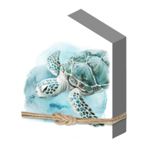 Add a serene coastal vibe to your space with this sea turtle wooden block sign (15.24 x 20.32 cm). Featuring a beautiful watercolor-style sea turtle design with ocean hues, this decorative block is perfect for beach houses, nautical-themed rooms, and ocean lovers. The rustic rope accent adds a charming touch, making it ideal for shelf, mantel, or tabletop display. A great gift for marine life enthusiasts and coastal décor lovers. Shop now to bring the ocean home!
