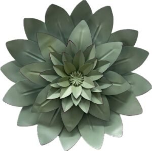 3D Metal Wall Art for home decor 52 cm large Green Flower /succulent