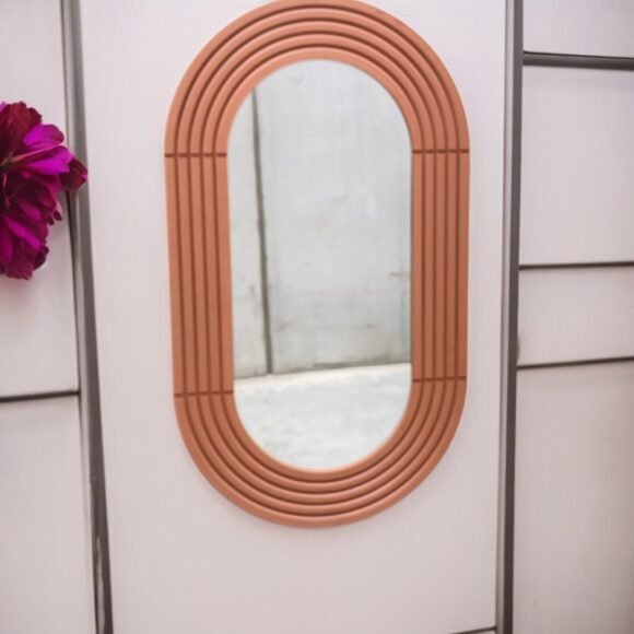 wooden oval size mirror