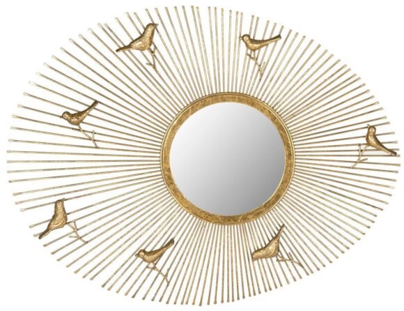 metal wall mirror birds