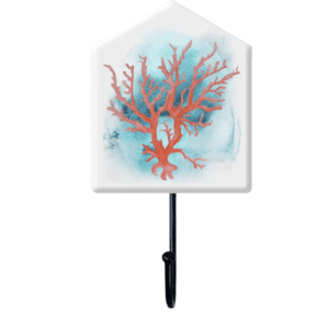 Add a touch of the ocean to your space with this Coastal Coral Wall Hook! Featuring a stunning watercolor coral design in vibrant red against a serene blue backdrop, this ceramic hook is perfect for hanging towels, coats, or keys. Measuring 10.6 x 6 x 12.7 cm, it’s a compact yet stylish addition to any bathroom, entryway, or beach-themed room. Crafted for durability and charm, this nautical decor piece brings coastal elegance to your home. Shop now for functional art that elevates your space!